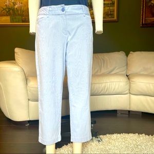 Loft/ Curvy Straight Crop Pants(SIZE 6 ) Striped White and Blue
